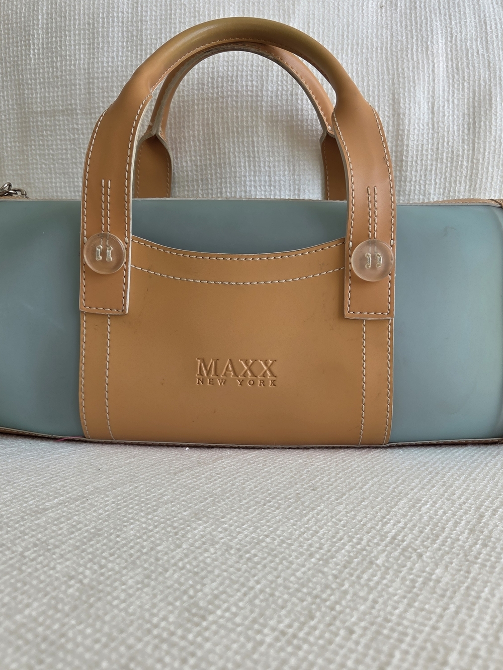 MAXX New York Two-Tone Tan and Light Blue Tote